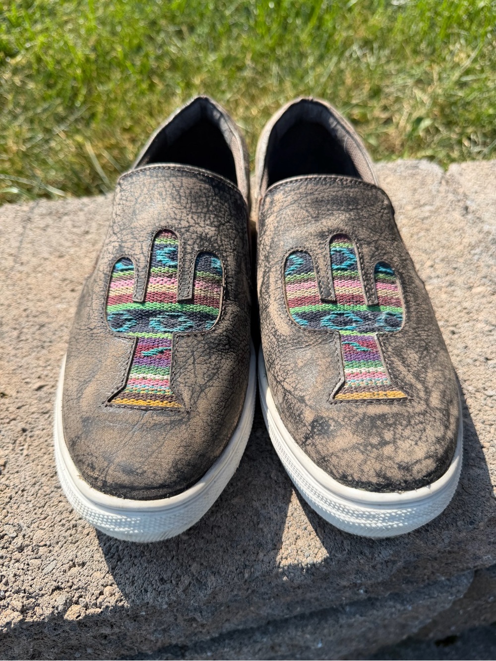 Roper Womens Sz 8.5 Cactus Slip-On Loafers Rub Off Leather Western